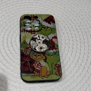 Festive Grinch 15pro Phone Case with Stand